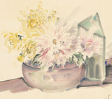Obata: Painting of Chrysanthemum Bouquet in Round Vase