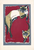 Jun'ichiro Sekino: Siamese Cat and Kitten against a Red Rug