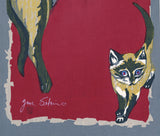 Jun'ichiro Sekino: Siamese Cat and Kitten against a Red Rug
