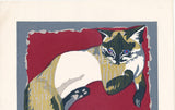Jun'ichiro Sekino: Siamese Cat and Kitten against a Red Rug