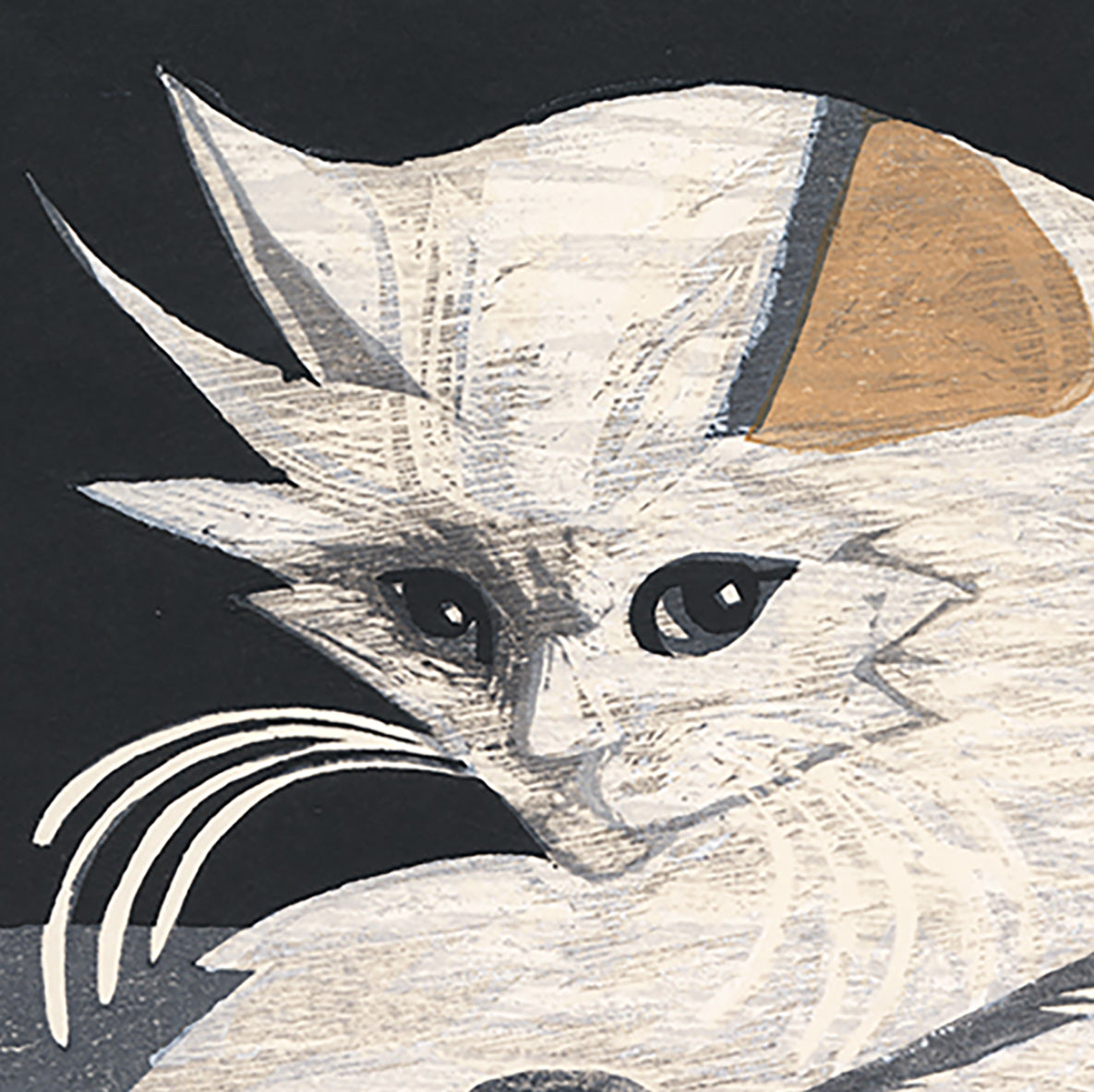 白い猫と牡丹の掛軸 狩野伊川院栄信 牡丹猫図｜古美術・掛け軸の販売・買取・鑑定-松本松栄堂