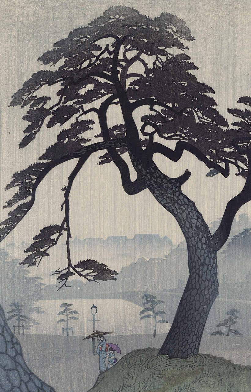 日本画 「笠松紫浪」 自筆色紙画