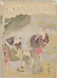 Shunsho 春章: Women Chopping Mulberry Leaves for Sericulture (Silk Production)