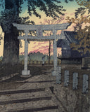 Kasamatsu Shiro 紫浪: Evening Sky, Suwa Shrine, Nippori 夕空　日暮里　諏訪神社 (First edition)