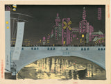 Tomikichiro Tokuriki: Night View of Dotonbori, Osaka (SOLD)