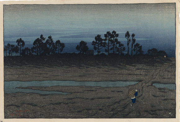 Shinsui  伊東深水: Evening at the Tama River 多摩川原の夕 (Sold)