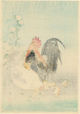 Ito Sozan 総山: Rooster, Hen and Chicks 鶏 ニワトリ