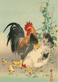 Ito Sozan 総山: Rooster, Hen and Chicks 鶏 ニワトリ