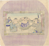 Eigyoku (?):  Fan Print with Sumo Wrestlers Commemorative Picture (SOLD)