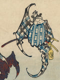 Toyokuni II: Fan Print of Ichikawa Danjuro VII and two kabuki actors as Bats (SOLD)