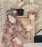 Toyokuni I: Surimono of Beauty Holding an Origami Crane (SOLD)