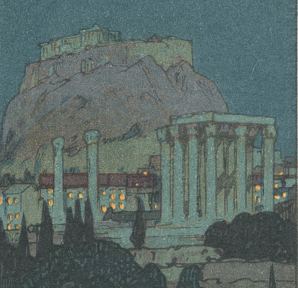 Hiroshi Yoshida: Moon Light in Acropolis アクロポリスの夜 (Sold