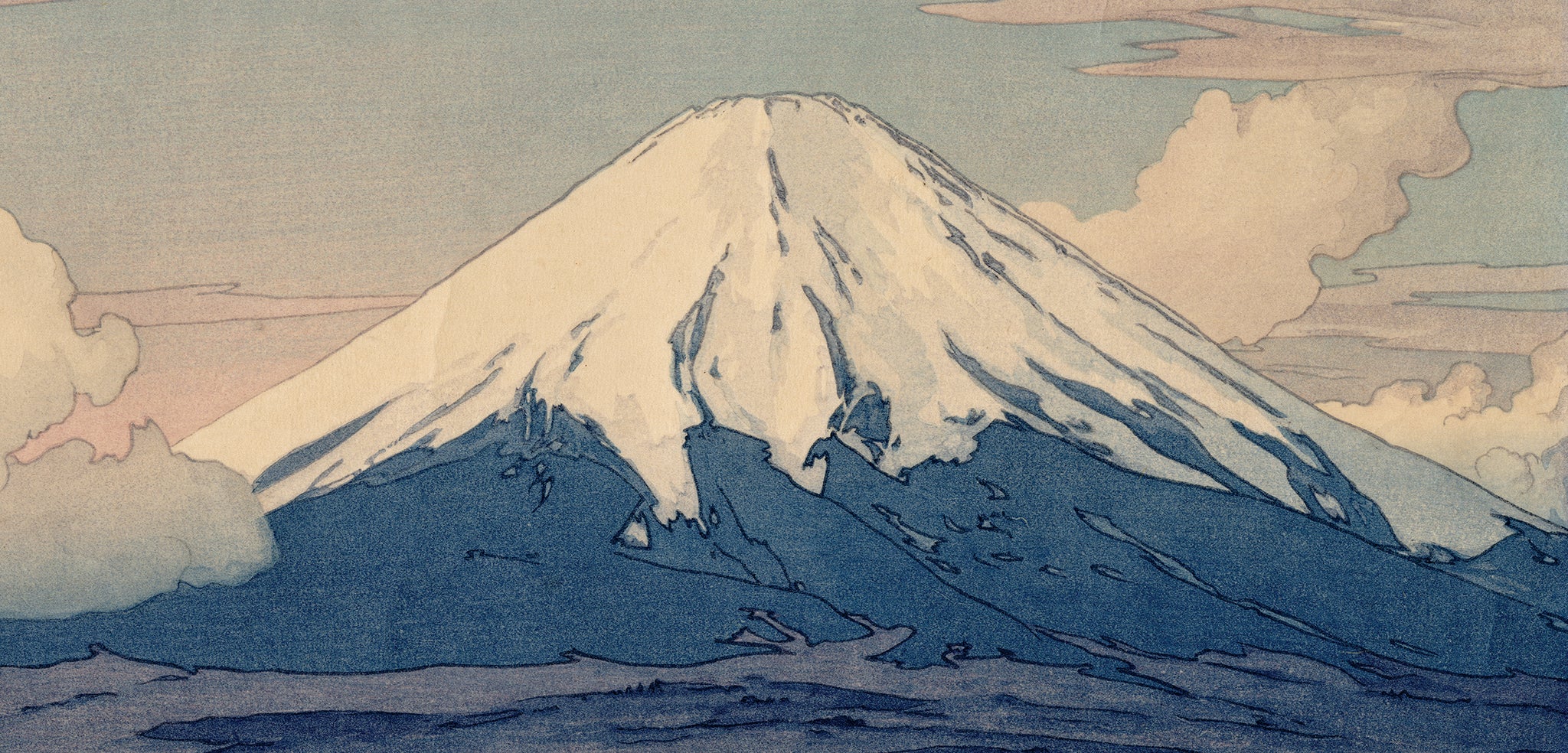 Hiroshi Yoshida 吉田博: Fuji San from Yamanaka 山中村 (Sold