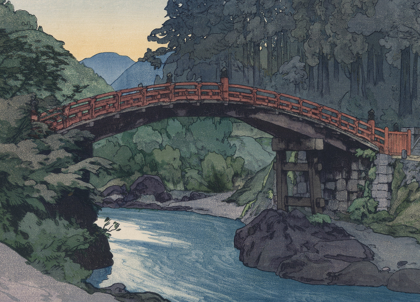 吉田博: 聖なる橋、日光神橋 (売約済み) – Egenolf Gallery Japanese