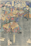 Yoshitoshi: Hideyoshi and the Head-Viewing Ceremony 眞柴 久吉 武智 主従 之 首實撿 之 圖 (真) (首実検)
