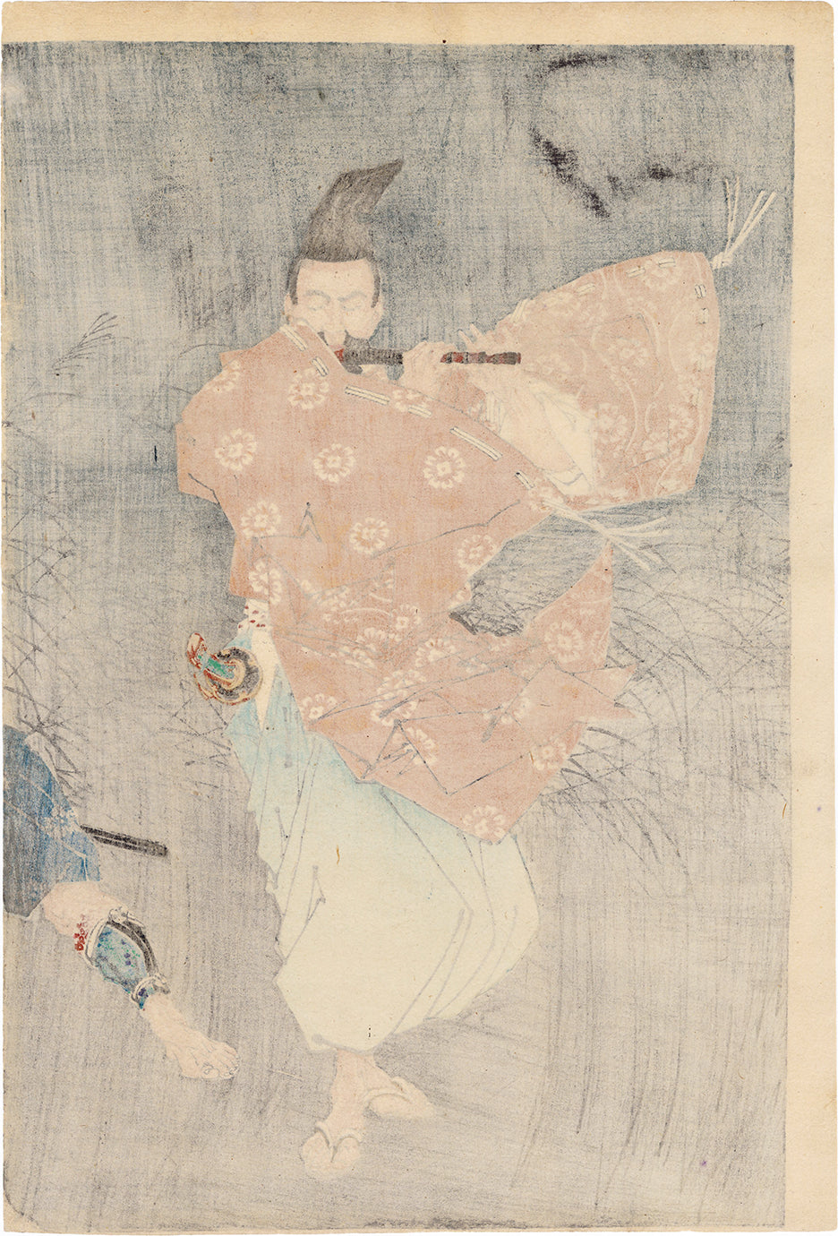 Yoshitoshi 芳年: Flute Player Triptych (Sold) – Egenolf Gallery