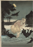 Yoshitoshi: Priest Nichiren Praying for the Spirit of the Cormorant Fisherman