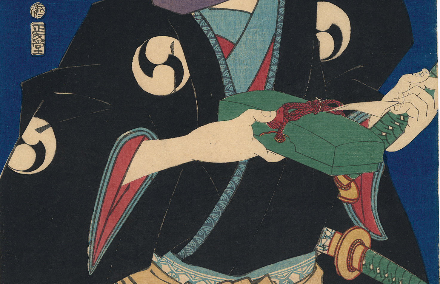 Yoshitoshi 芳年: 紫の頭巾をかぶった沢村田之助の大星力弥 (売却済