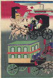 Yoshitora: 明治時代の東京の街で実在する車両と想像上の車両