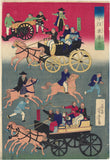 Yoshitora: 明治時代の東京の街で実在する車両と想像上の車両