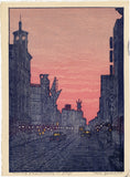 Toshi Yoshida: New Year's Morning in Ginza (Pencil Signed, Lifetime Edition) (Sold)