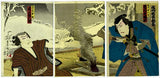 Kunichika: Snowy Kabuki Triptych (Sold)