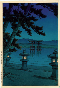 Hasui: Moonlit Night at Miyajima.
