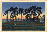 Hasui: Sunset at Ichinokura, Ikegami