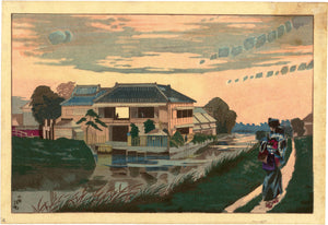 Kiyochika: Sunset at Yanagishima