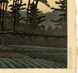 Hasui: Sunset at Ichinokura, Ikegami (Sold)