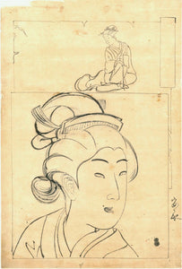 Chikanobu: Drawing of a beauty looking right