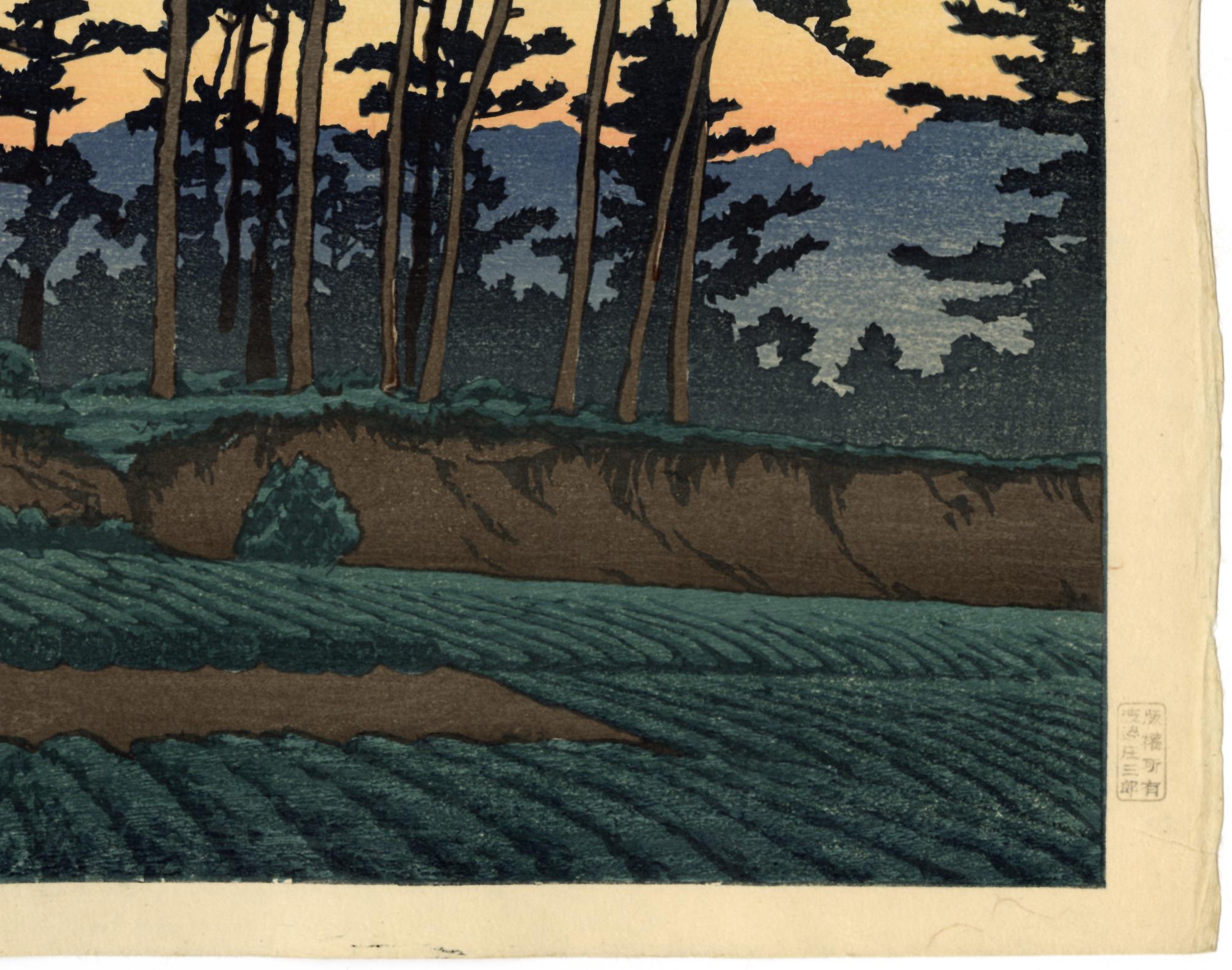 蓮井：一ノ蔵の夕焼け、池上（販売） – Egenolf Gallery Japanese Prints