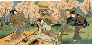 Kunisada: Picnicking Beneath Cherry Blossoms