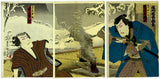 Utagawa Kunichika: Snowy Kabuki Triptych