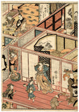 Kunisada: 5-Panel Print of Pleasure Quarters (Sold)