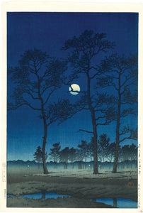 Hasui: Winter Moon over Toyama Plain