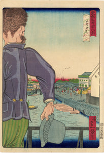 Shōsai Ikkei: Foreigner on Shibakushi Bridge