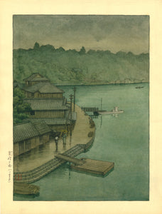 Hasui: Watercolor Painting of a Waterfront