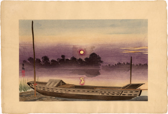 Kiyochika: Boat at Sunset