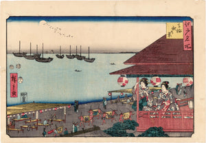 Hiroshige: Moonrise over Tanakawa