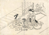 Hasegawa Mitsunobu: A couple plays the incense-guessing game. (Sold)