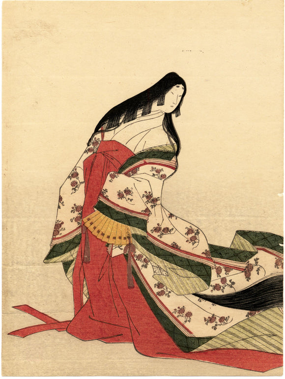 Hosoda Eishi: Poetess Izumi Shikibu, from the album “Thirty Six Immortal Poetesses in Brocade Prints”.