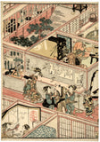 Kunisada: 5-Panel Print of Pleasure Quarters (Sold)