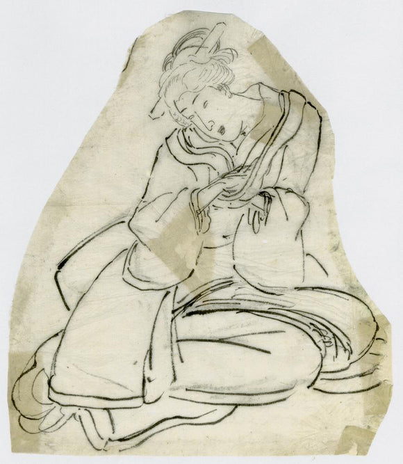 Kuniyoshi: Drawing of a seated beauty