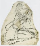 Kuniyoshi: Drawing of a seated beauty