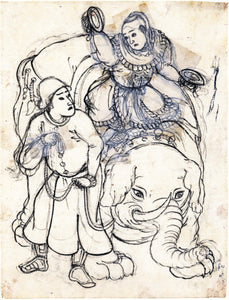 Utagawa Yoshikazuo: Artist on an elephant- Circus scene