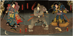 Kunisada: Actor in Wolf Costume Triptych