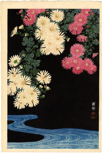 Ohara Kōson: Chrysanthemums Overhanging a Stream