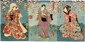 Kunisada: Actors beneath flowering branches