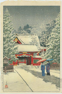 Hasui: Snow at Hie Shrine (Shatô no yuki (Hie jinja))